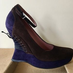 NIB Rare Azzedine Alaia Suede Corset Platform Shoes 39.5 Vintage Collectors NEW